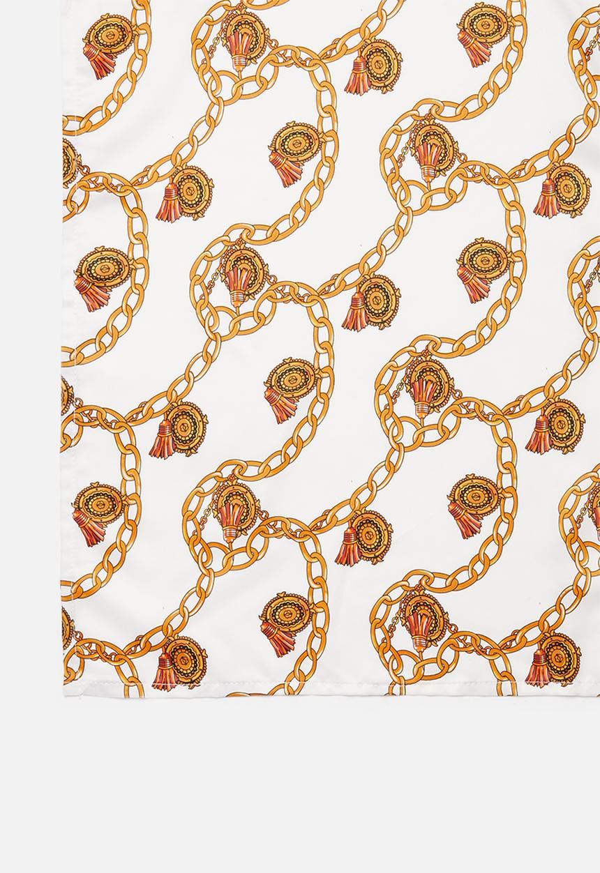 Superbalist - Retro chain print neckerchief - gold & white