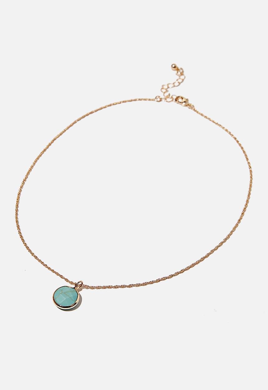 Rubi - Treasures short pendant necklace - turquoise