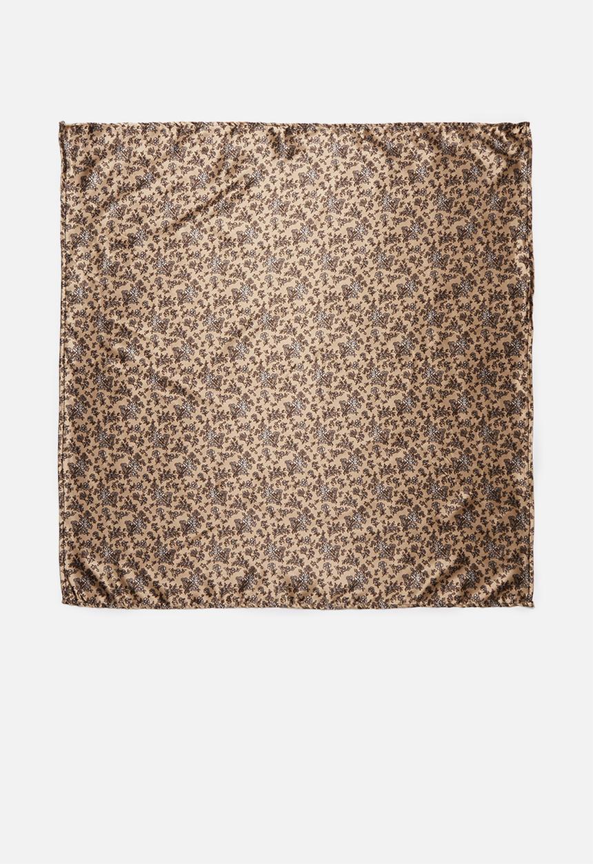 Superbalist - Square vintage print scarf-black & stone