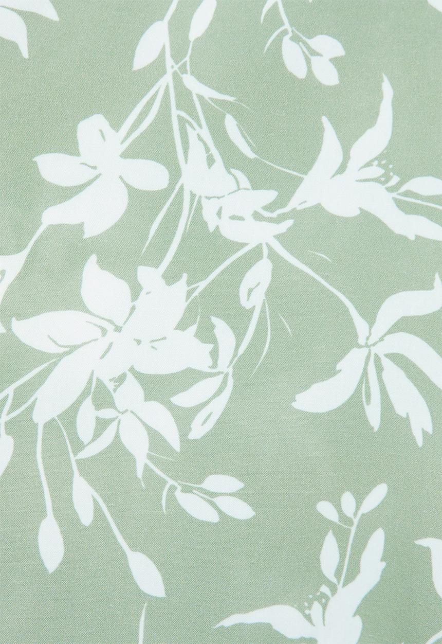edit - Sleeveless mandarin short dress - sage & white