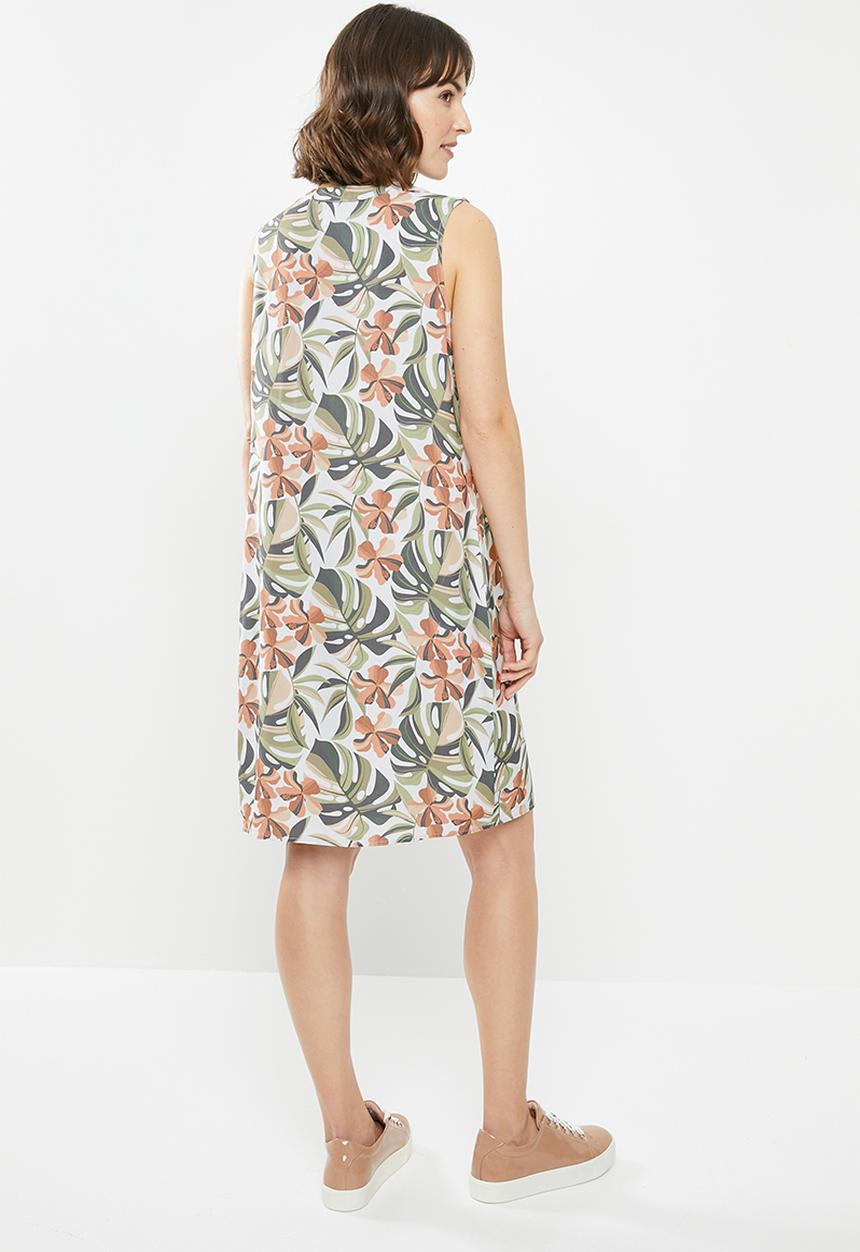edit - Sleeveless mandarin short dress - multi
