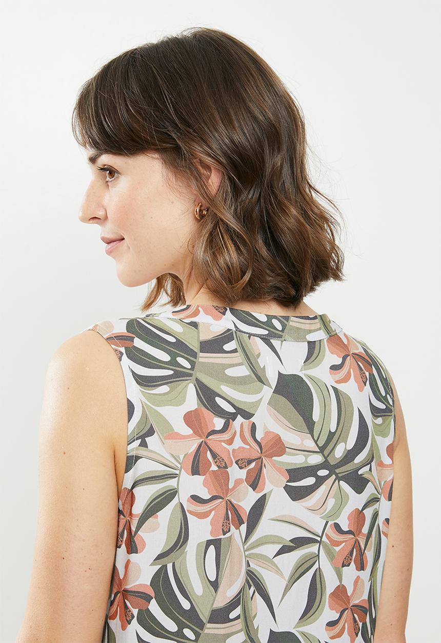 edit - Sleeveless mandarin short dress - multi