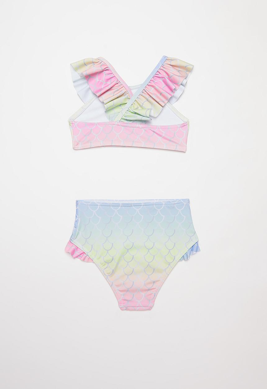 Pop Candy - Ombre mermaid print frill swimsuit - multi