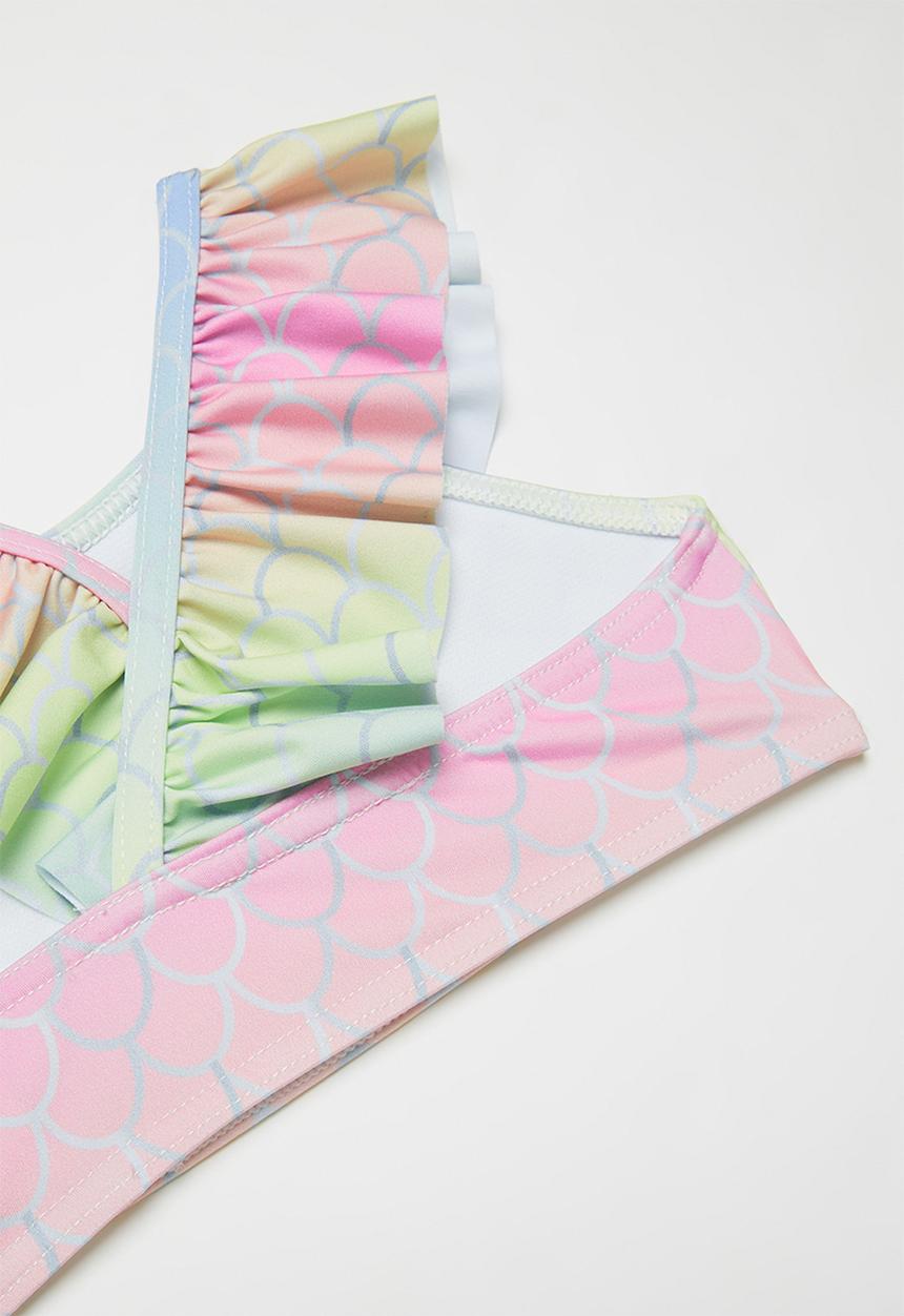 Pop Candy - Ombre mermaid print frill swimsuit - multi