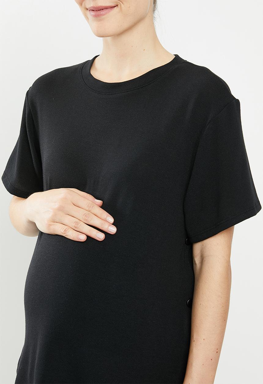 Superbalist - Maternity side popper tee - black