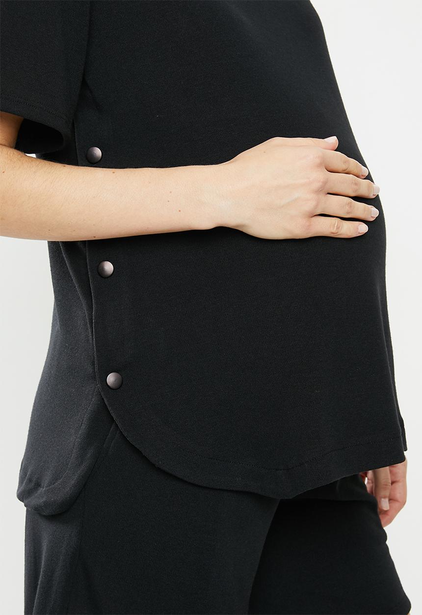 Superbalist - Maternity side popper tee - black