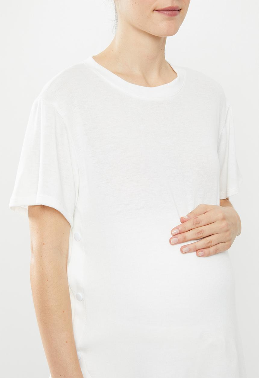 Superbalist - Maternity side popper tee - white 