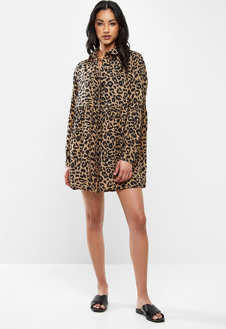 Missguided - Petite leopard print smock dress - brown
