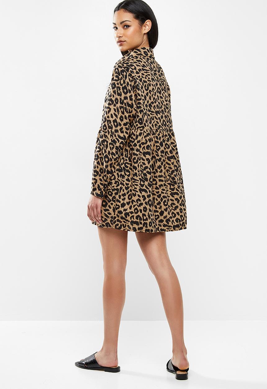 Missguided - Petite leopard print smock dress - brown