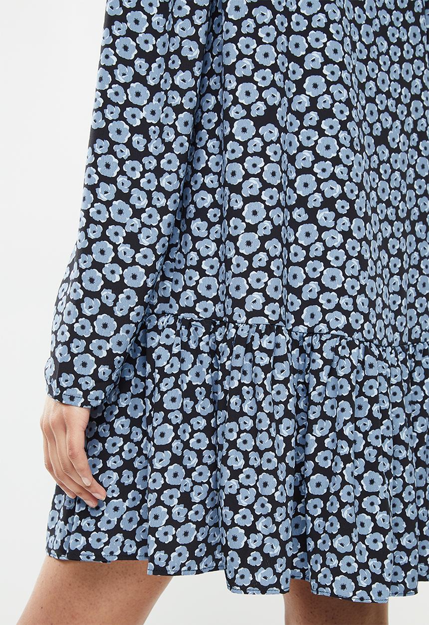 Glamorous - Petite Dusty blue mini floral drop waist dress - light blue