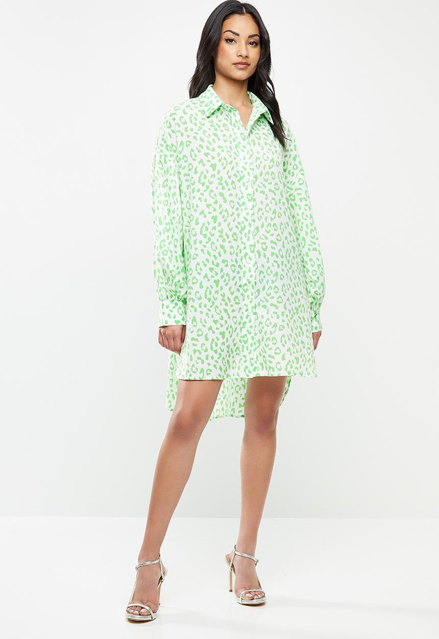 Glamorous - Petite Leopard shirt dress - green