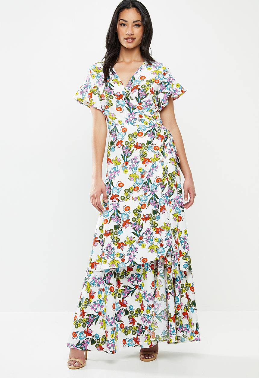 Glamorous - Petite Tiered floral wrap maxi dress - multi
