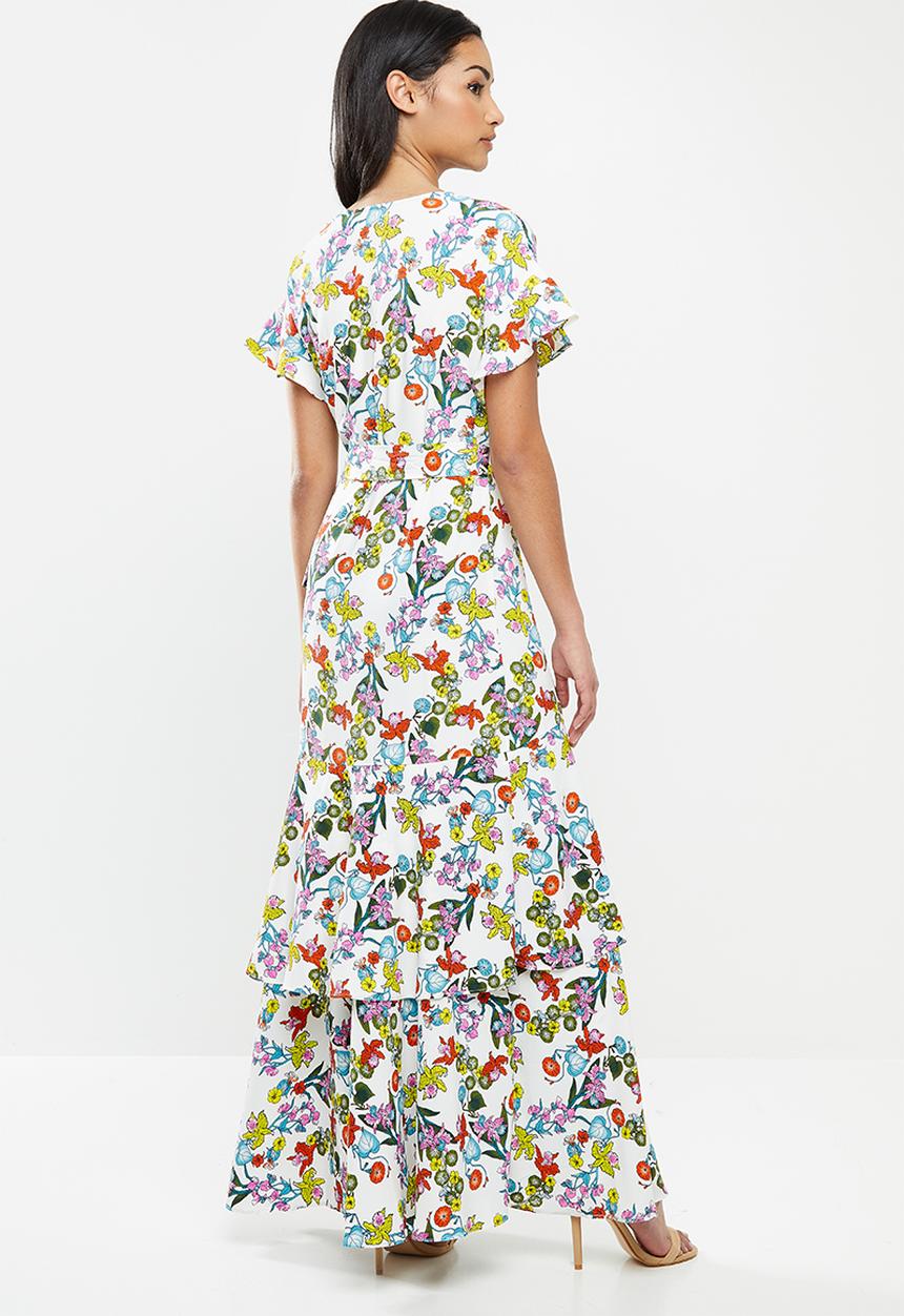 Glamorous - Petite Tiered floral wrap maxi dress - multi