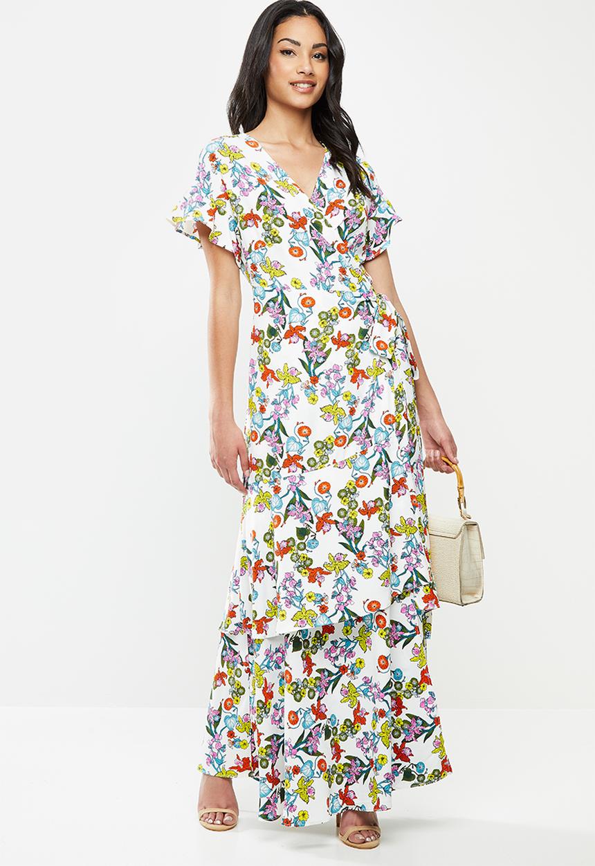 Glamorous - Petite Tiered floral wrap maxi dress - multi