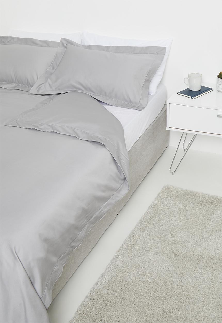 Sheraton Textiles - 400tc egyptian cotton oxford satin st duvet cover set - grey