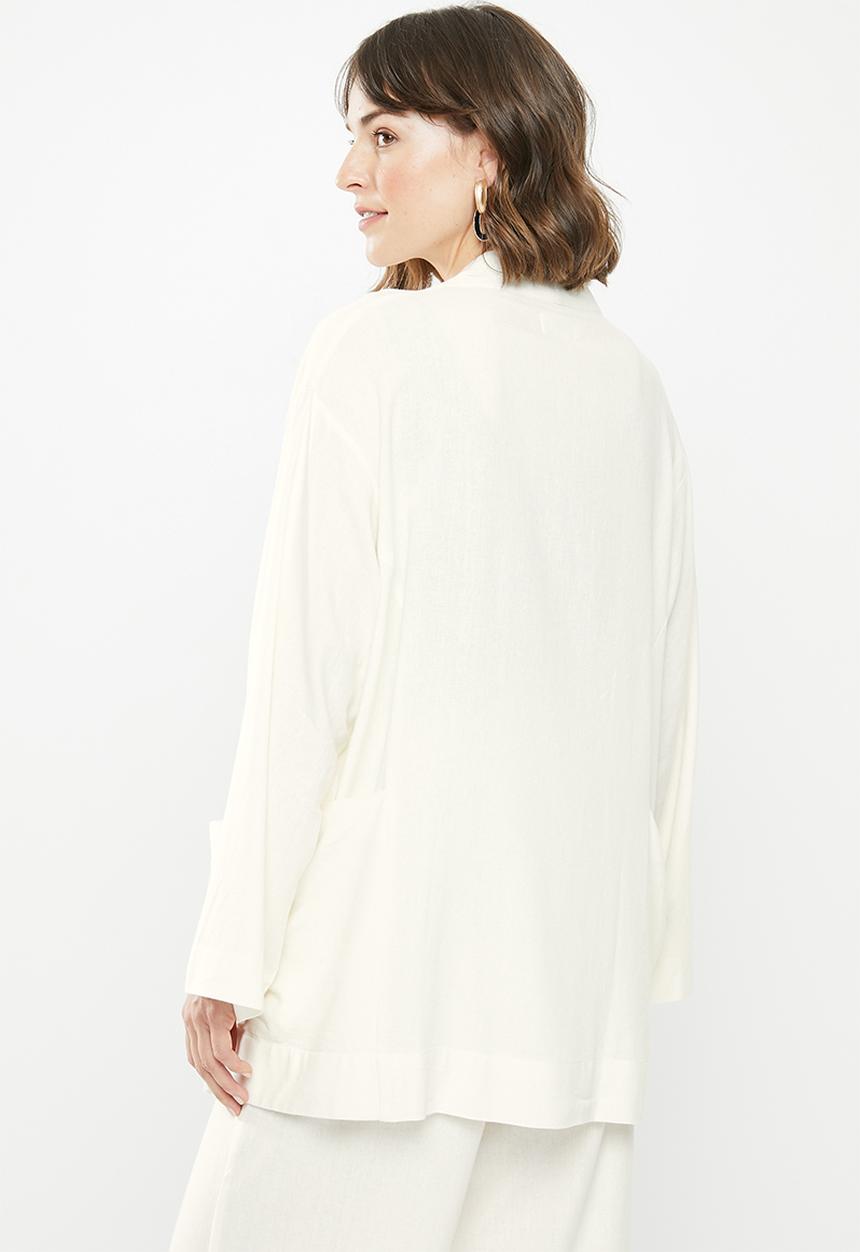 edit - Linen kimono shacket - white