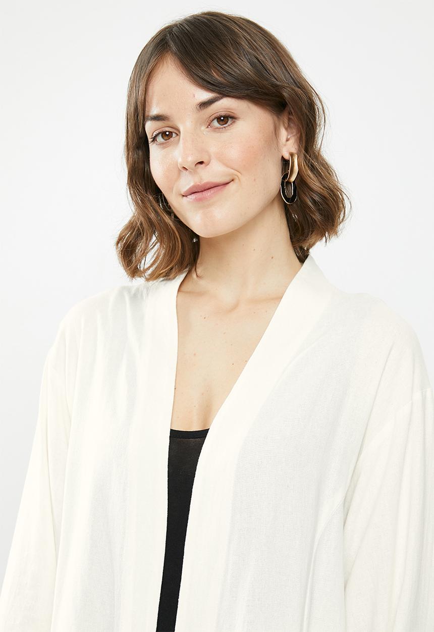 edit - Linen kimono shacket - white