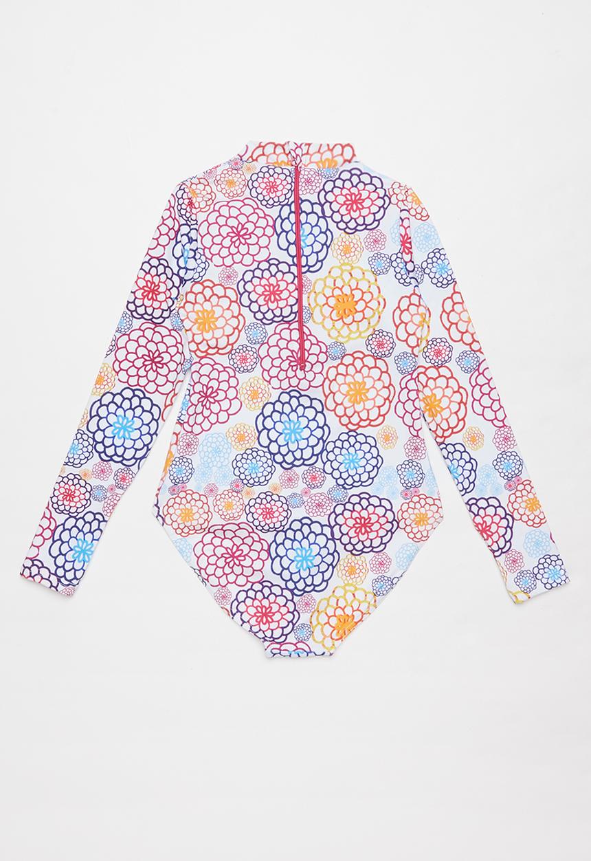 Rebel Republic - Patterned long sleeve zip up swimsuit - multi