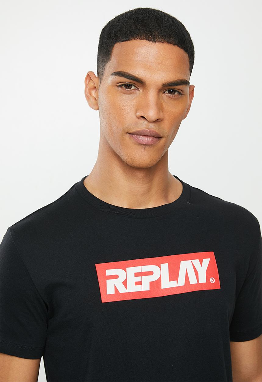 Replay - Black center label tee  - black
