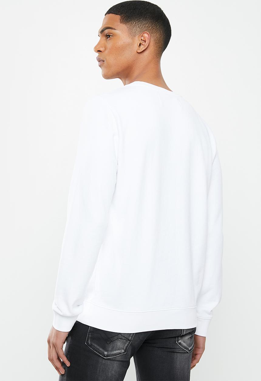 Replay - White printed fleece crew - white