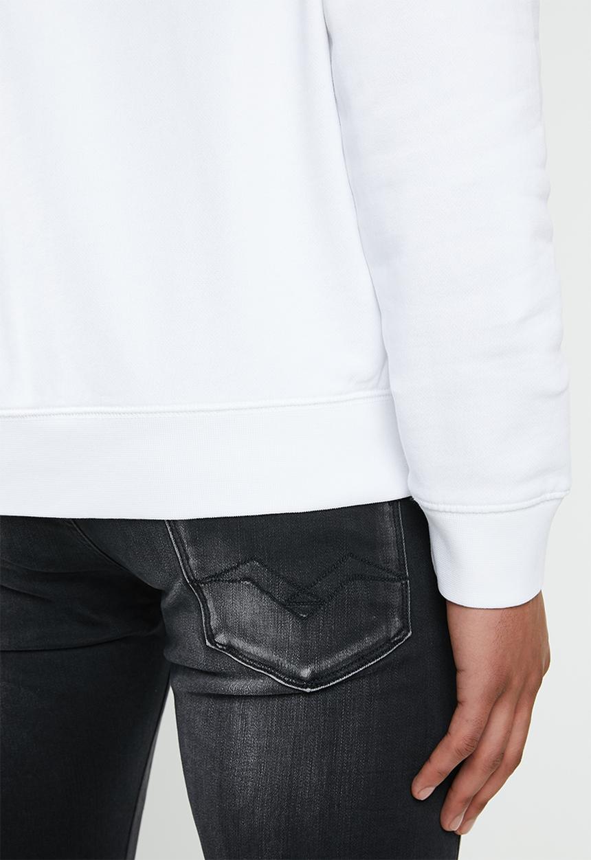 Replay - White printed fleece crew - white