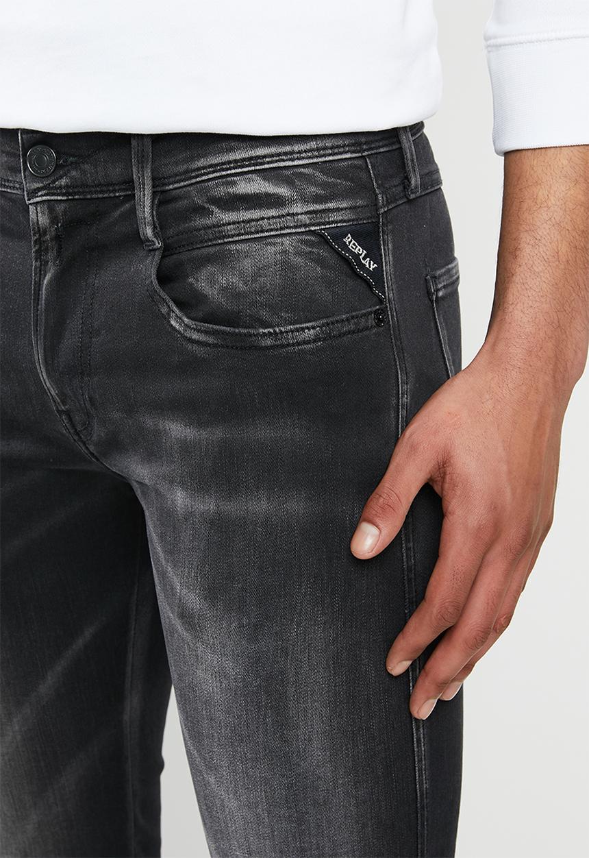 Replay - Skinny hyperflex black washed denim  - black