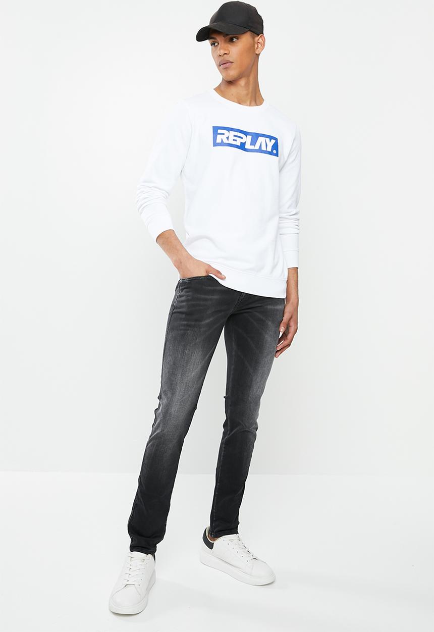 Replay - Skinny hyperflex black washed denim  - black