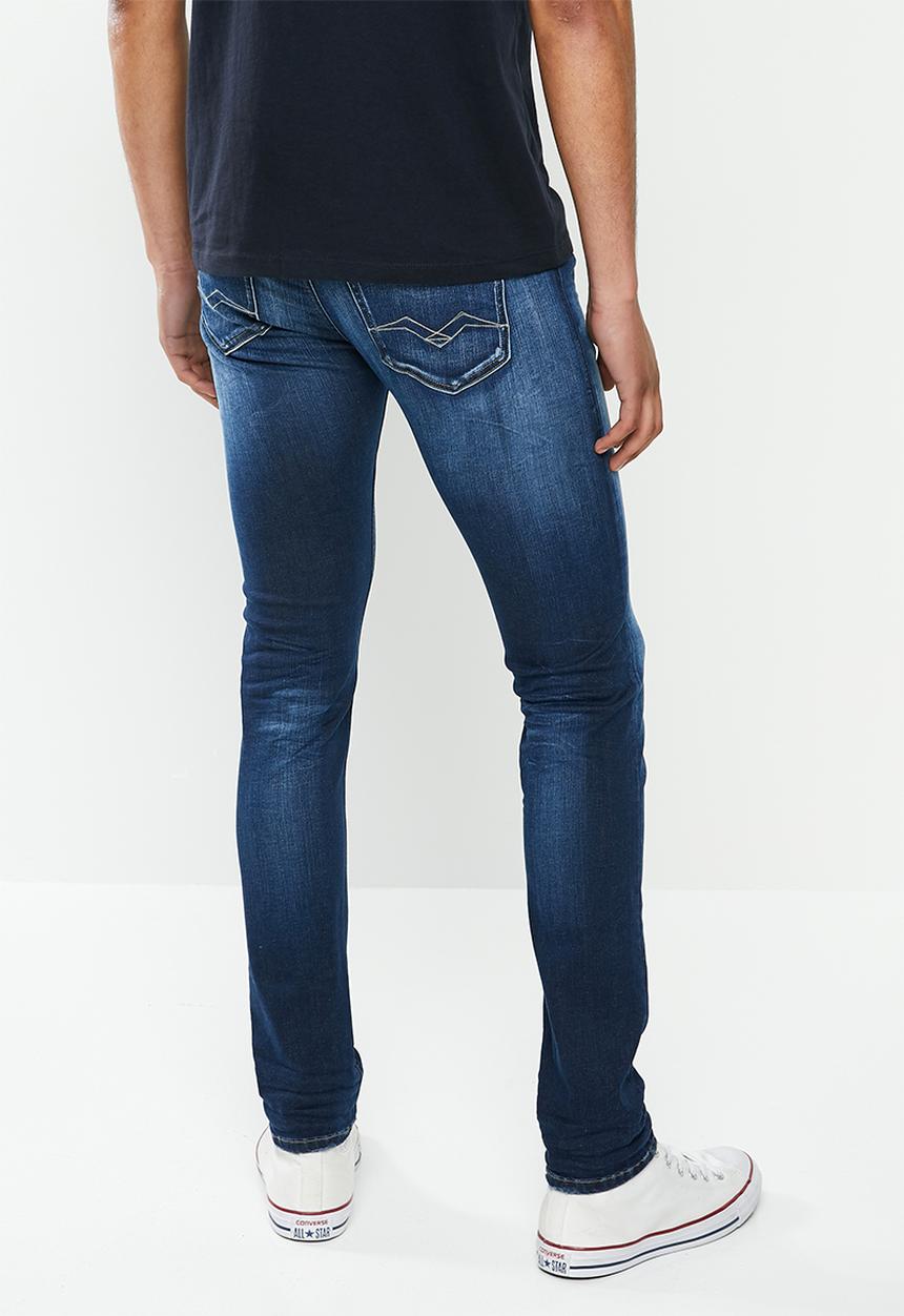 Replay - Skinny hyperflex dark wash denim  - dark blue