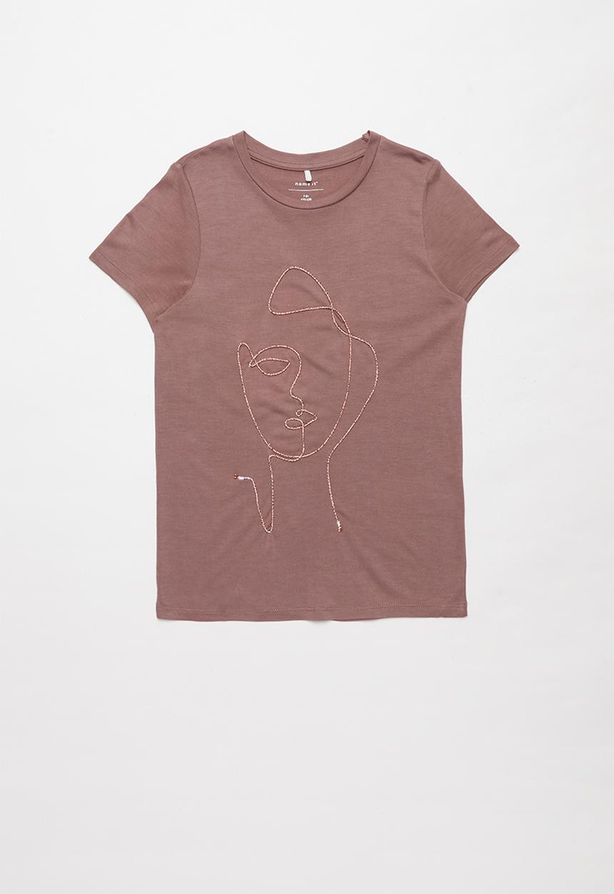 Name It - Fanessa short sleeve oversize top - rose taupe