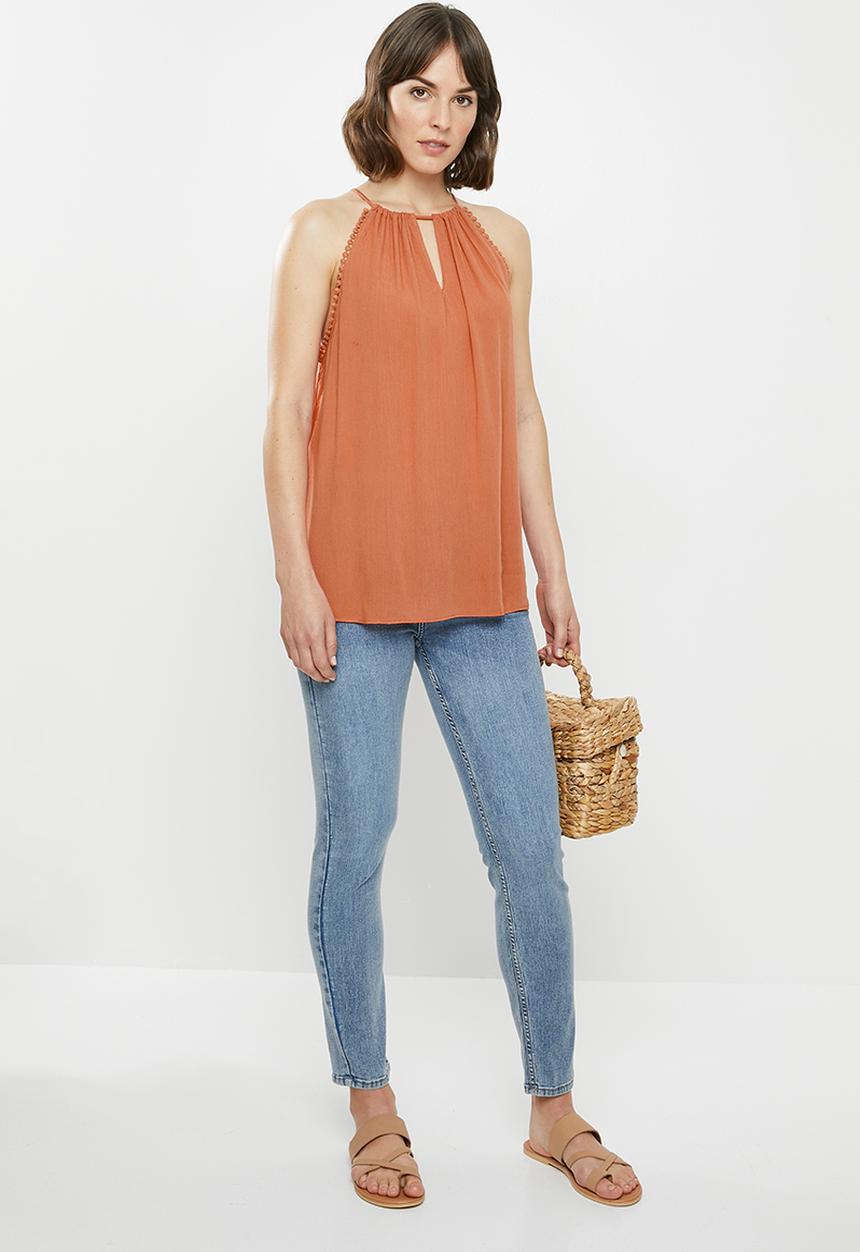 MILLA - Halter trim top - rust