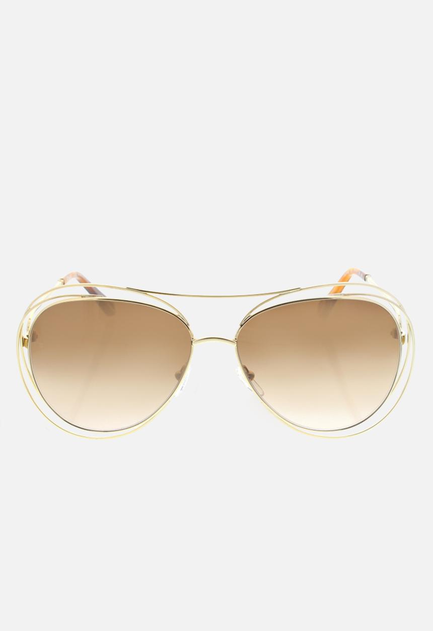 Chloe - Chloe round sunglasses - gold/havana/brown lens