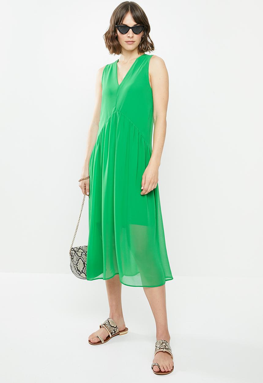 MILLA - Chiffon tiered dress - green