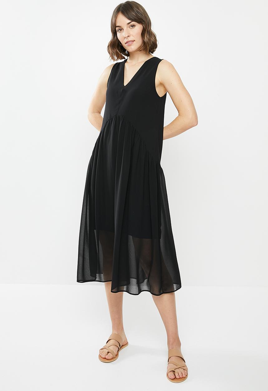 MILLA - Chiffon tiered dress - black