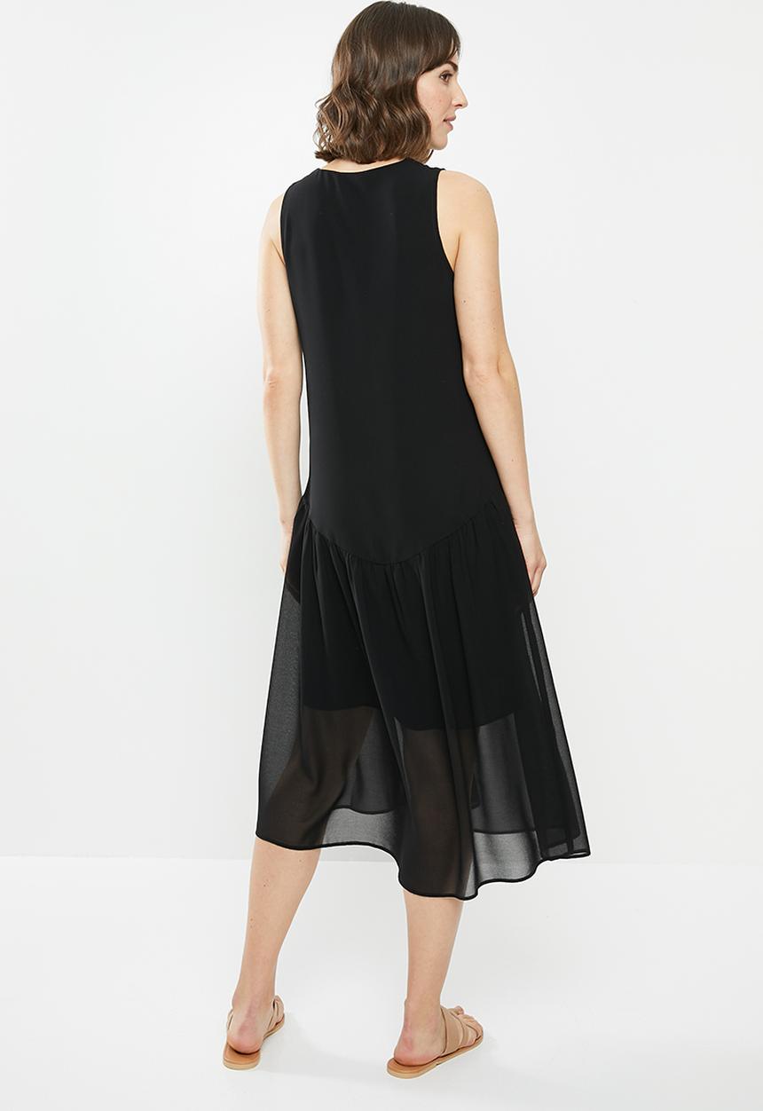 MILLA - Chiffon tiered dress - black
