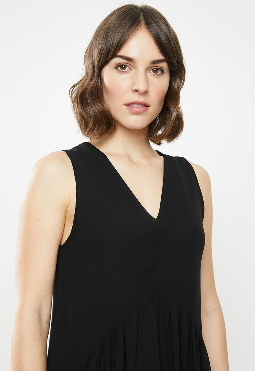 MILLA - Chiffon tiered dress - black