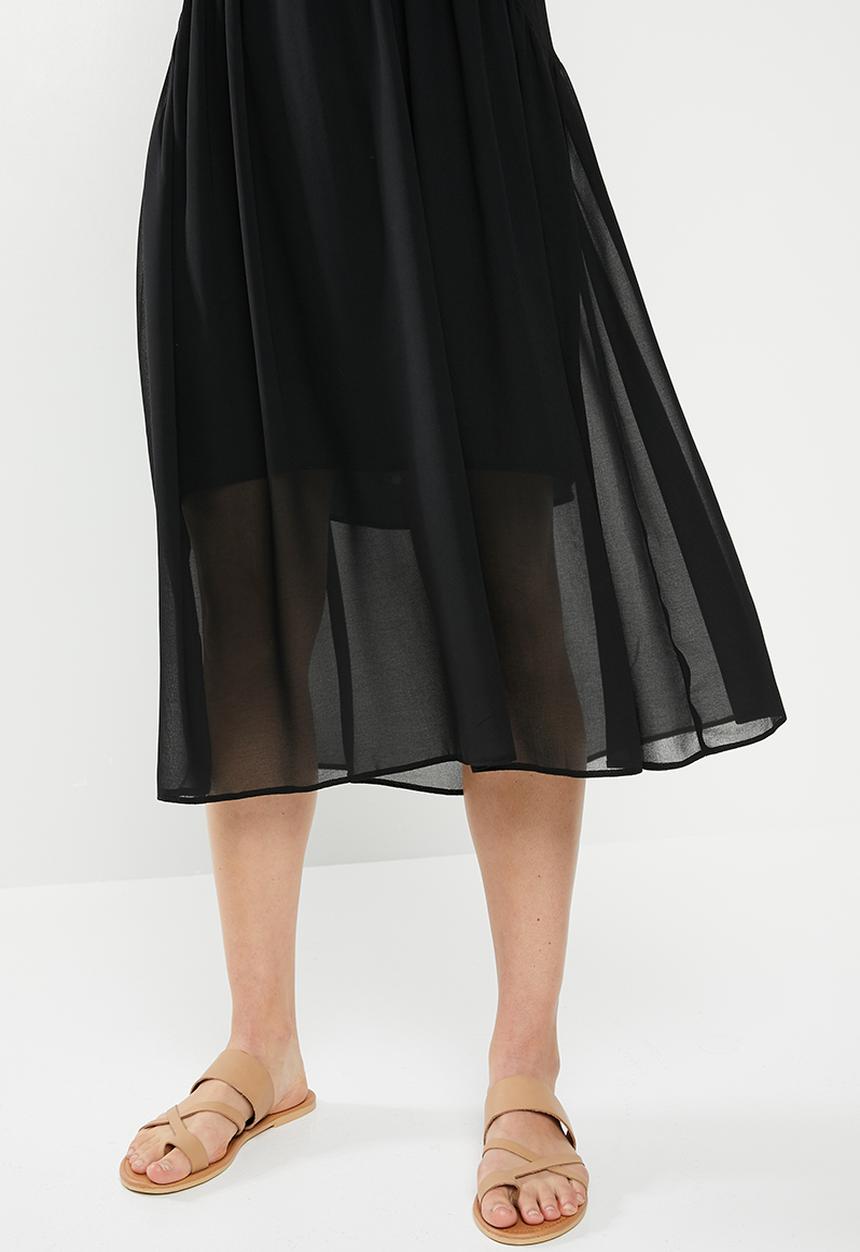 MILLA - Chiffon tiered dress - black