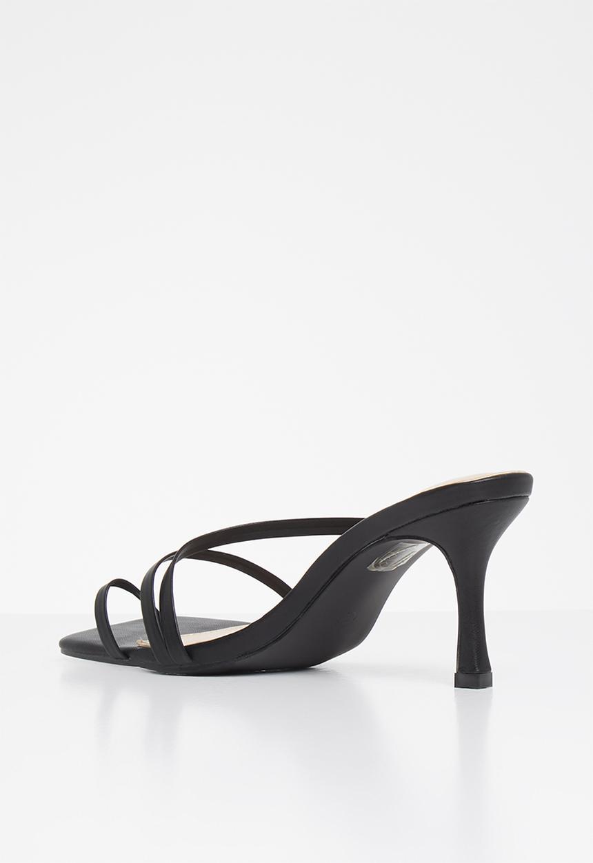 Public Desire - Bombshell low heel strappy mule - black
