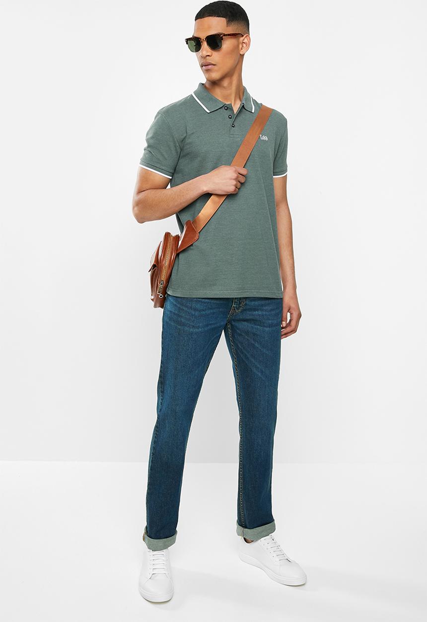 Lee  - Icon melange polo - green & white