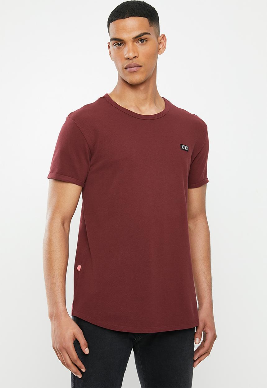S.P.C.C - Edgerton signature scooped hem T-shirt - red