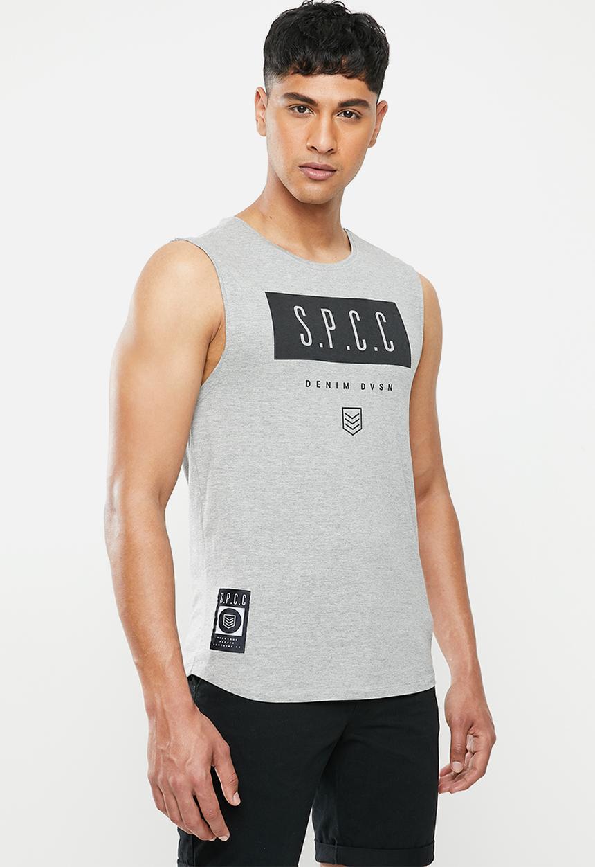 S.P.C.C - Shearer fashion scooped hem sleeveless T-shirt - grey melange