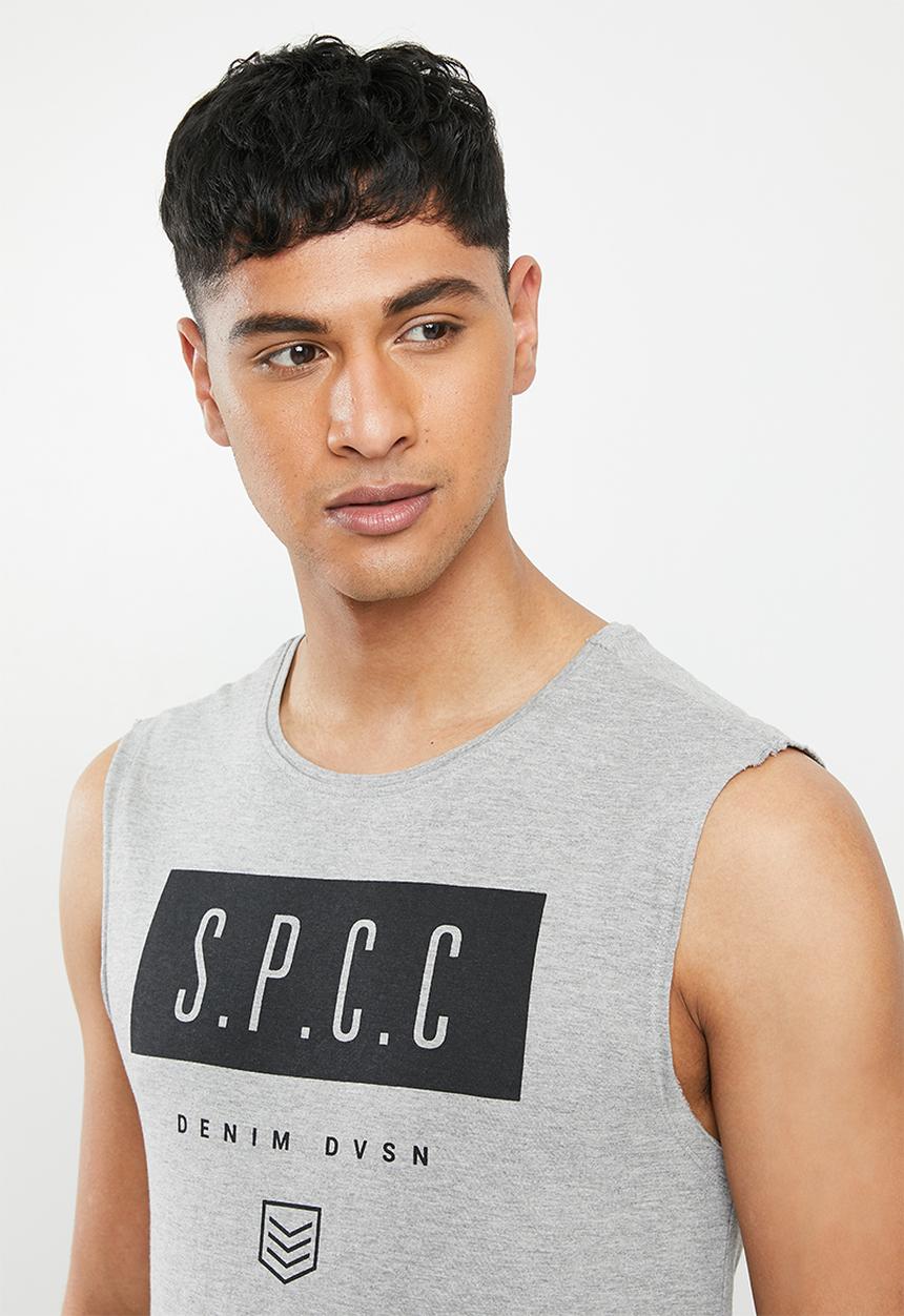 S.P.C.C - Shearer fashion scooped hem sleeveless T-shirt - grey melange