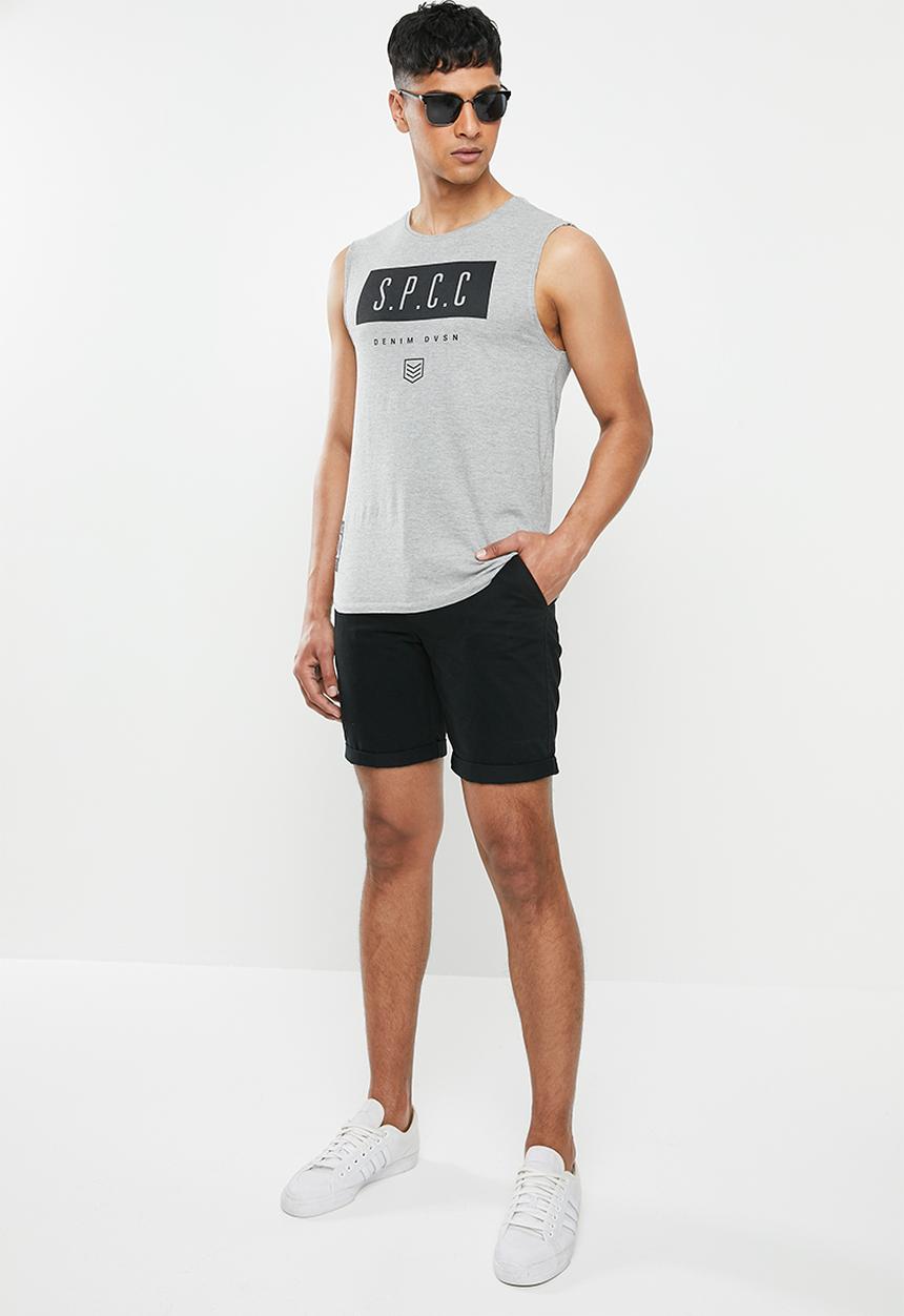 S.P.C.C - Shearer fashion scooped hem sleeveless T-shirt - grey melange
