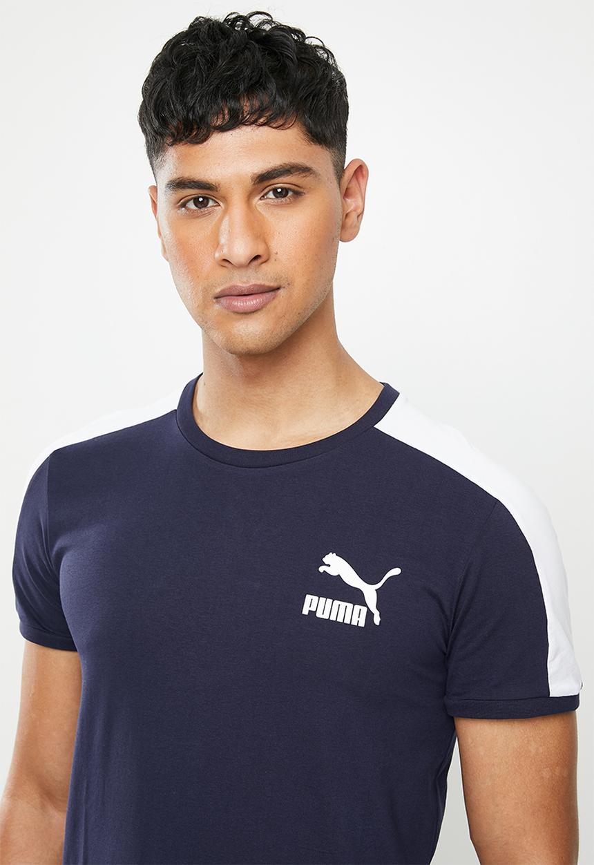 PUMA - Iconic t7 slim tee - navy & white