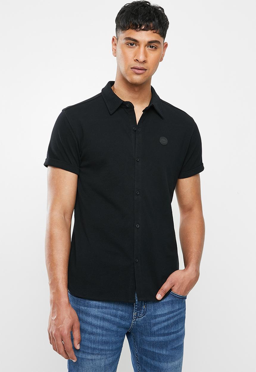 S.P.C.C - Ederson fashion button through knit T-shirt - black