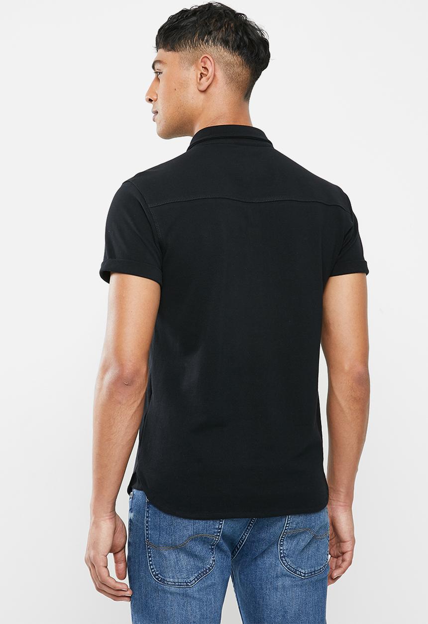 S.P.C.C - Ederson fashion button through knit T-shirt - black