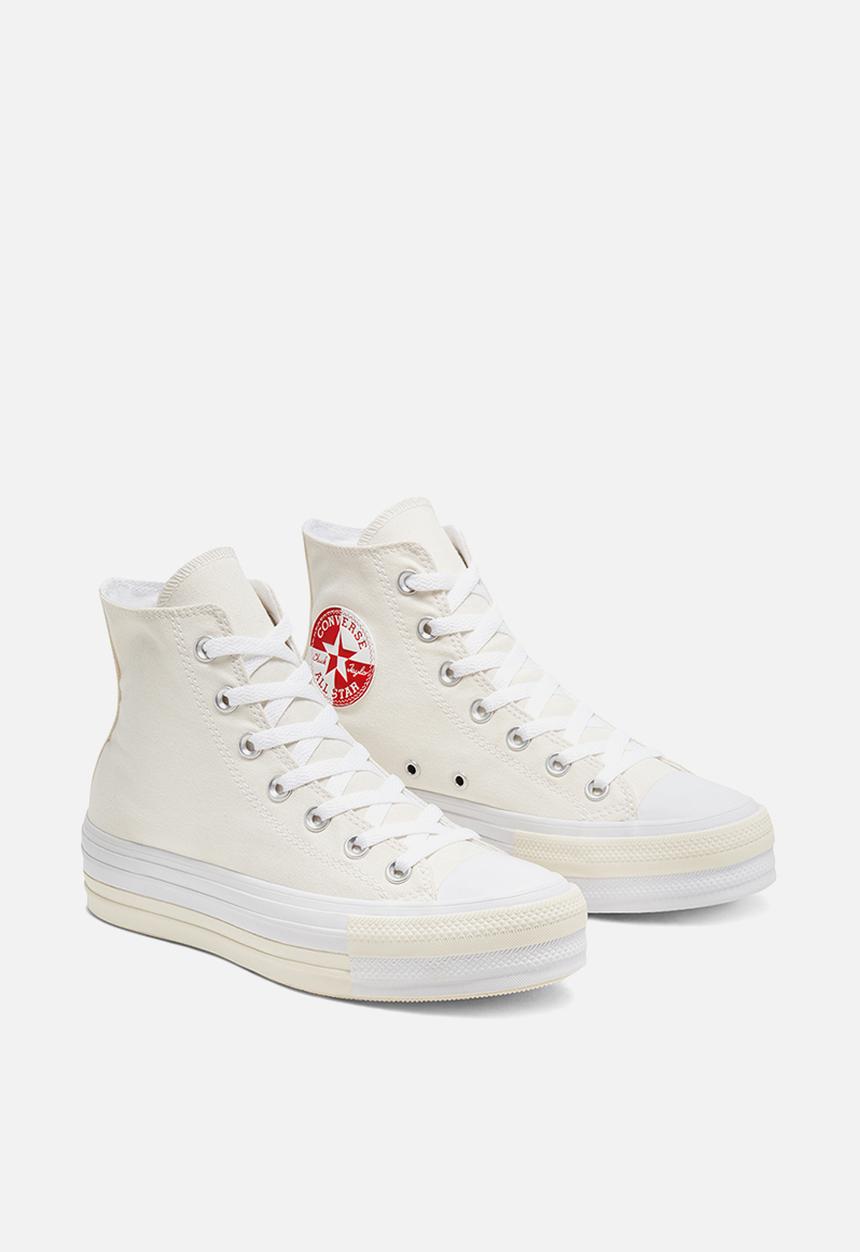 Converse - Chuck Taylor All Star double stack hi - egret / university red / white
