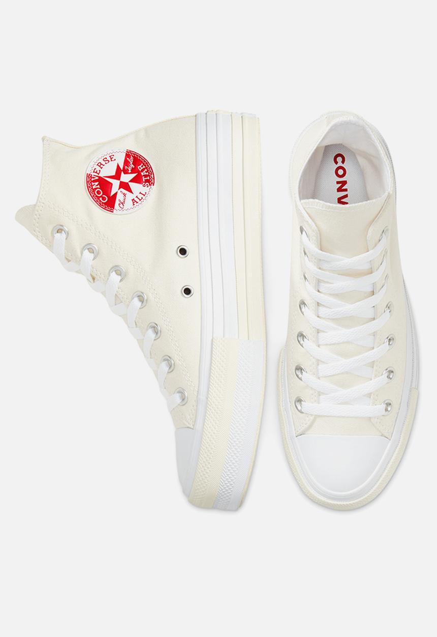 Converse - Chuck Taylor All Star double stack hi - egret / university red / white