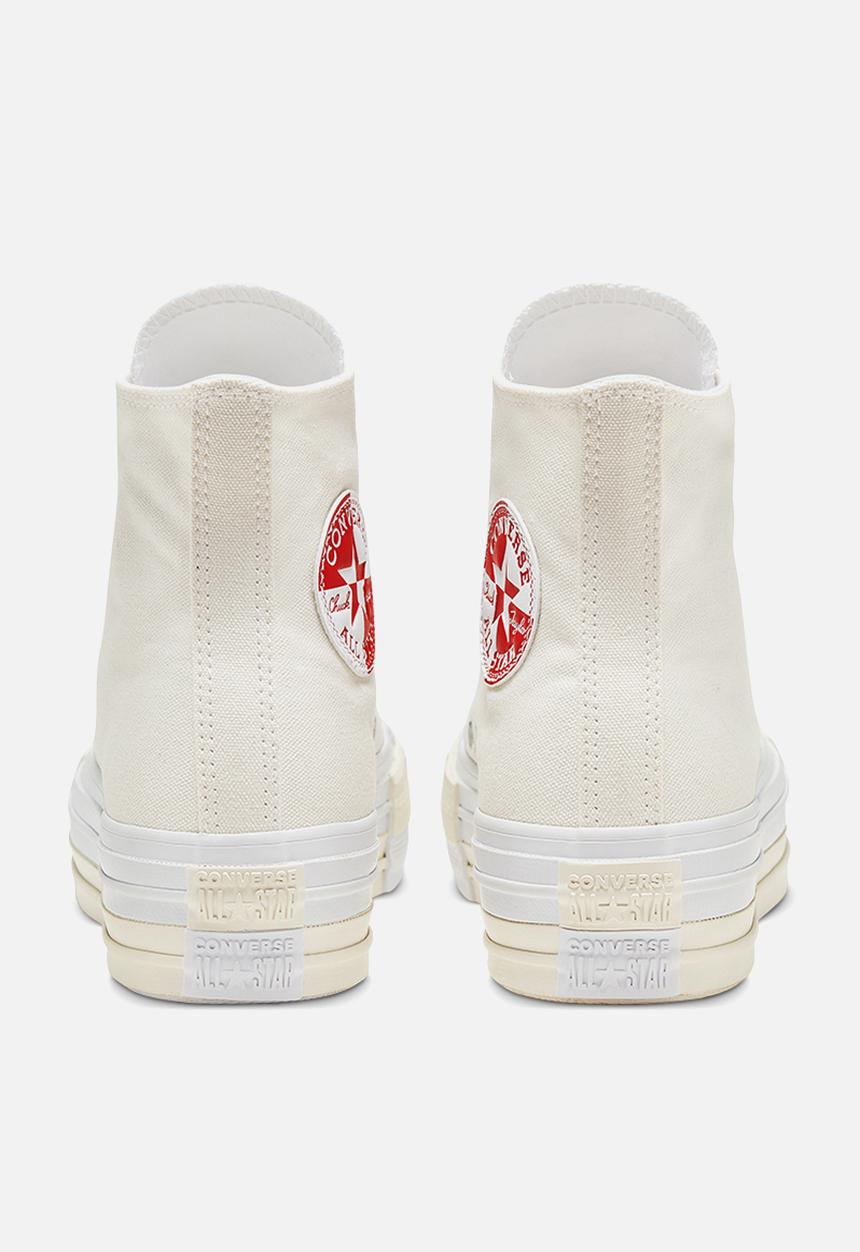 Converse - Chuck Taylor All Star double stack hi - egret / university red / white
