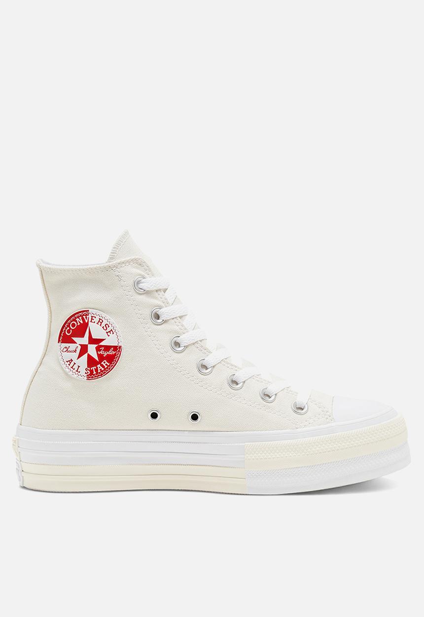 Converse - Chuck Taylor All Star double stack hi - egret / university red / white