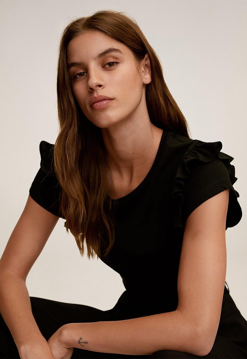 MANGO - T-shirt vickybak - black